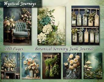 Vintage Garden Botanical Junk Journal Kit, Botanical Garden Printable Pages, Floral Ephemera, Scrapbook Papers