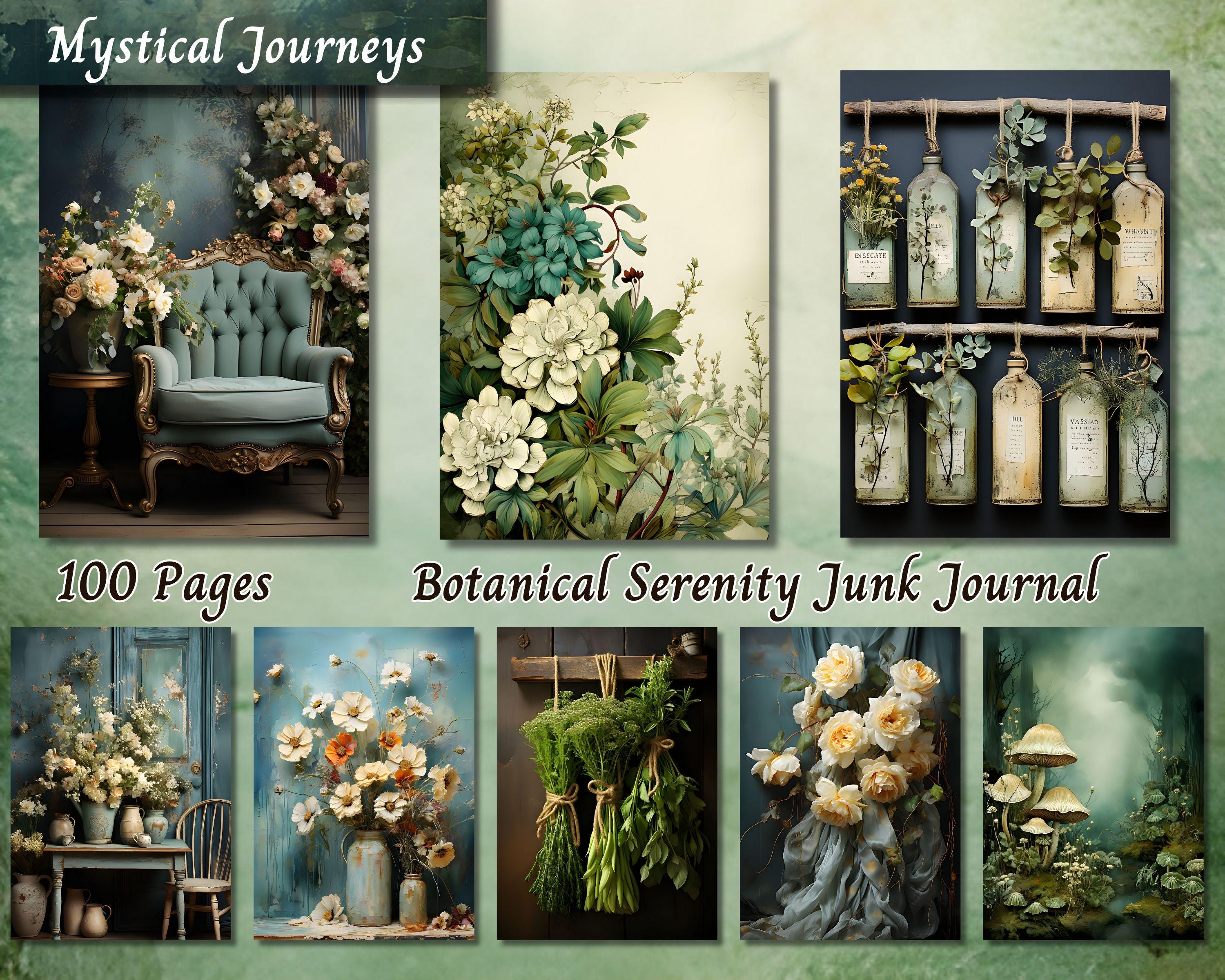 Botanical Junk Journal Pages | Floral Garden Scrapbook Paper Kit ...