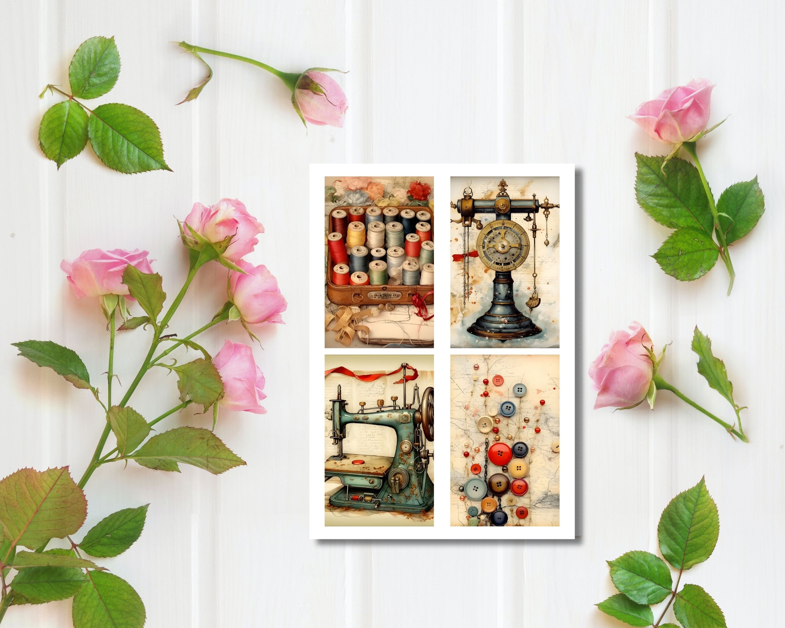 Vintage Sewing Junk Journal Bundle, Shabby Chic Sewing Ephemera Kit ...
