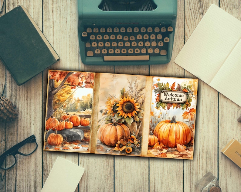 Cozy Autumn Junk Journal Kit, Halloween Fall Leaves Printable Ephemera ...