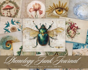 Botanical Phenology Junk Journal Kit for Nature Journaling, Vintage Herbarium Ephemera, Printable Botanical Collage Paper Pages