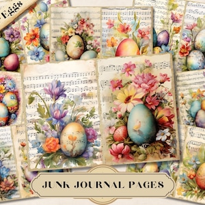 Vintage Easter Eggs Junk Journal Pages, Journaling Scrapbook Kit, Printable Ephemera, Journal Collage, Fussy Cut, ATC Card, Mixed Media JPG