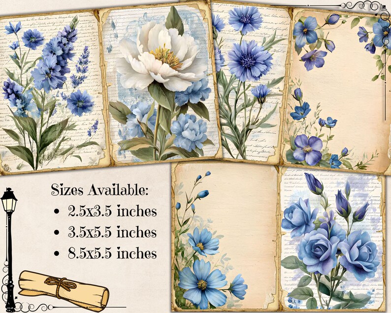 Meadow Flower Junk Journal, Floral Shabby Chic Printable Ephemera ...