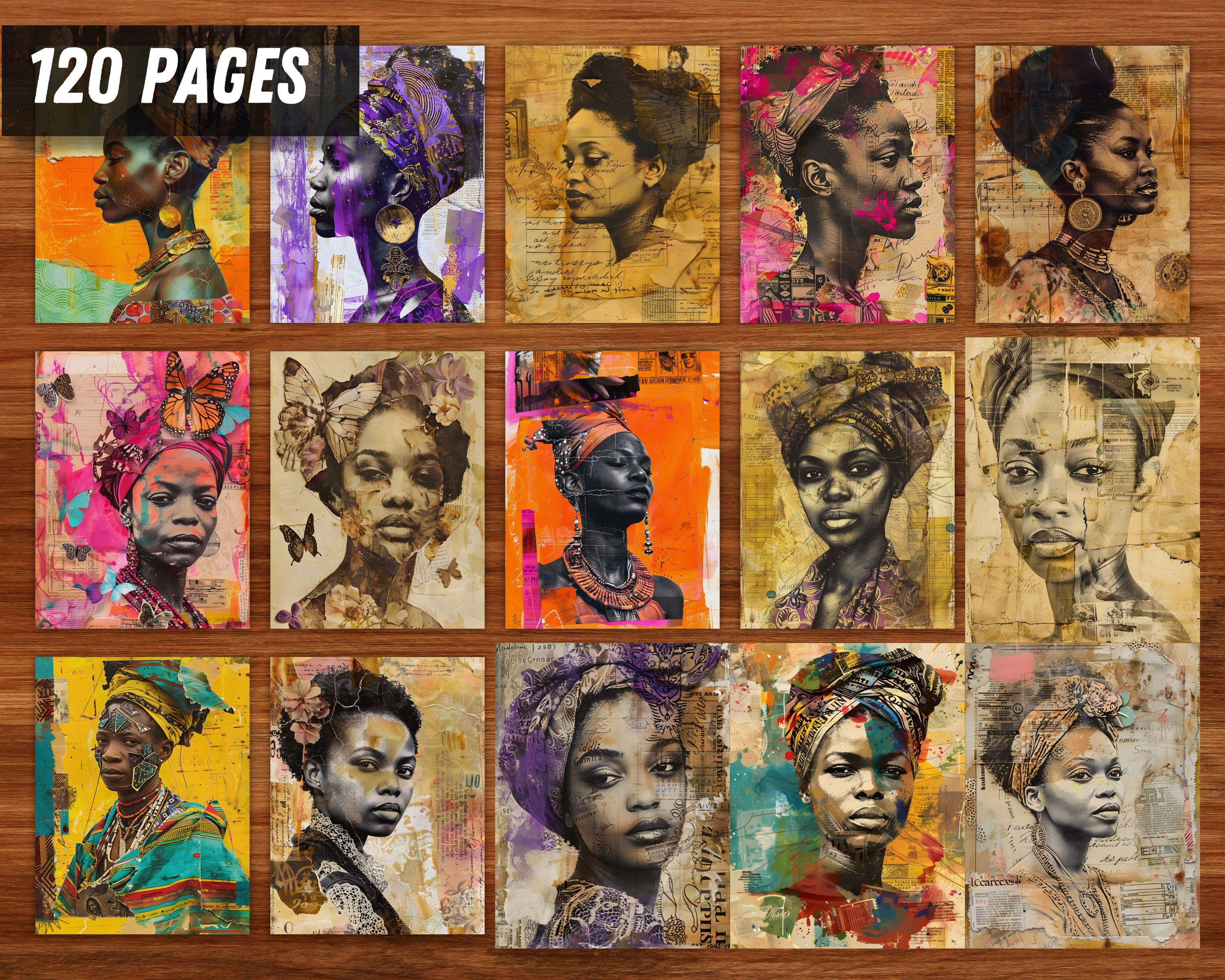 120 Black Women Junk Journal Kit Printable, Vintage Ephemera Bundle ...