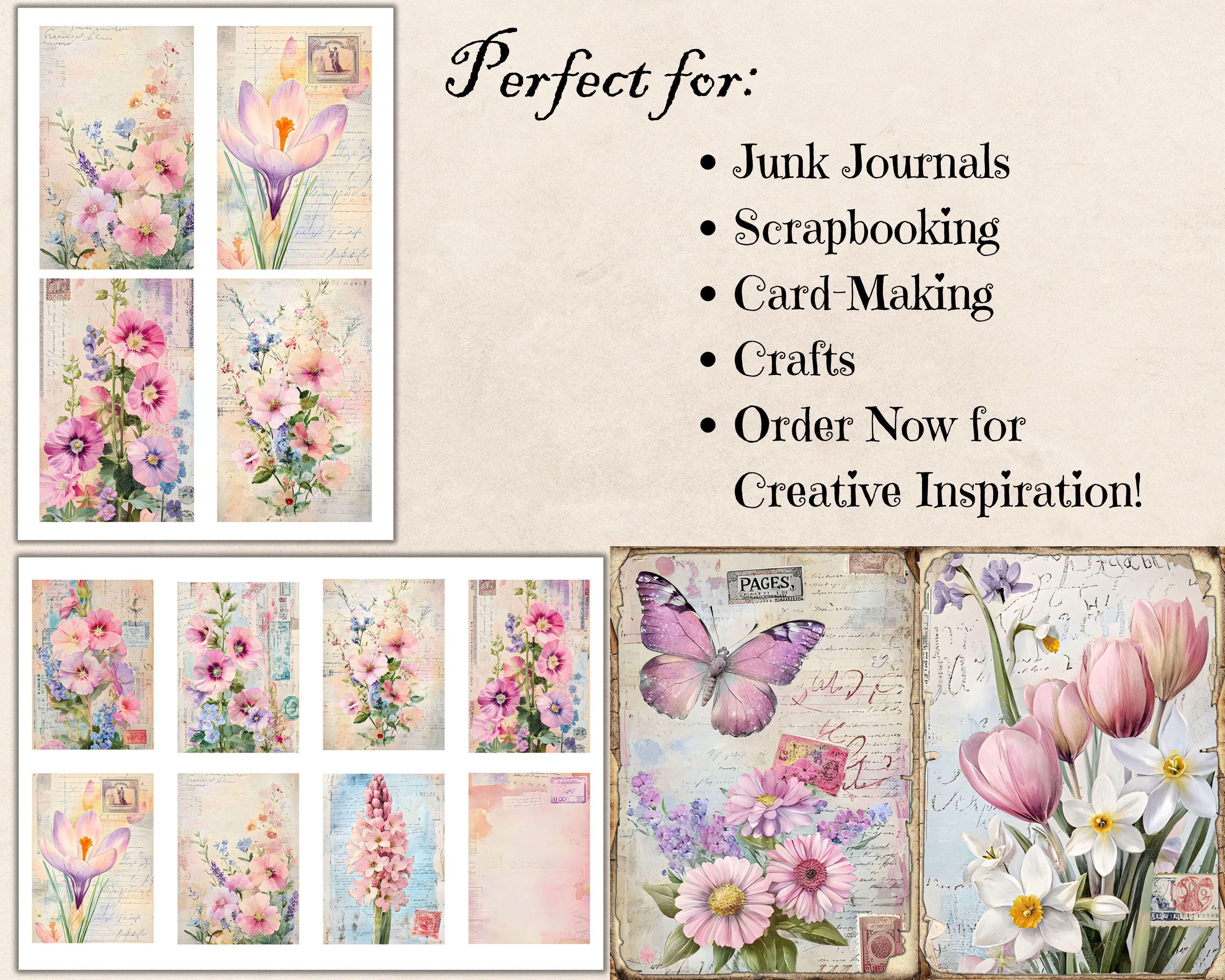 Spring Garden Junk Journal, Floral Shabby Chic Printable Ephemera ...