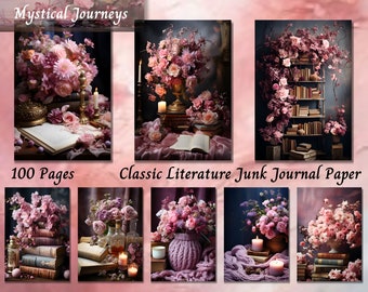 Classic Literature Junk Journal Paper, Printable Ephemera, Journal Kit, Fussy Cut Pages, Mixed Media PDF