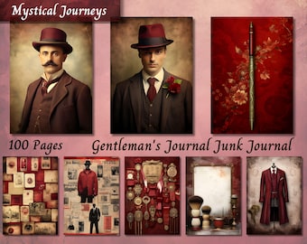 Masculine Junk Journal Paper, Vintage Men Ephemera Printable, Gentleman Collage Sheets, Victorian Scrapbook Pages, Digital Journal Kit