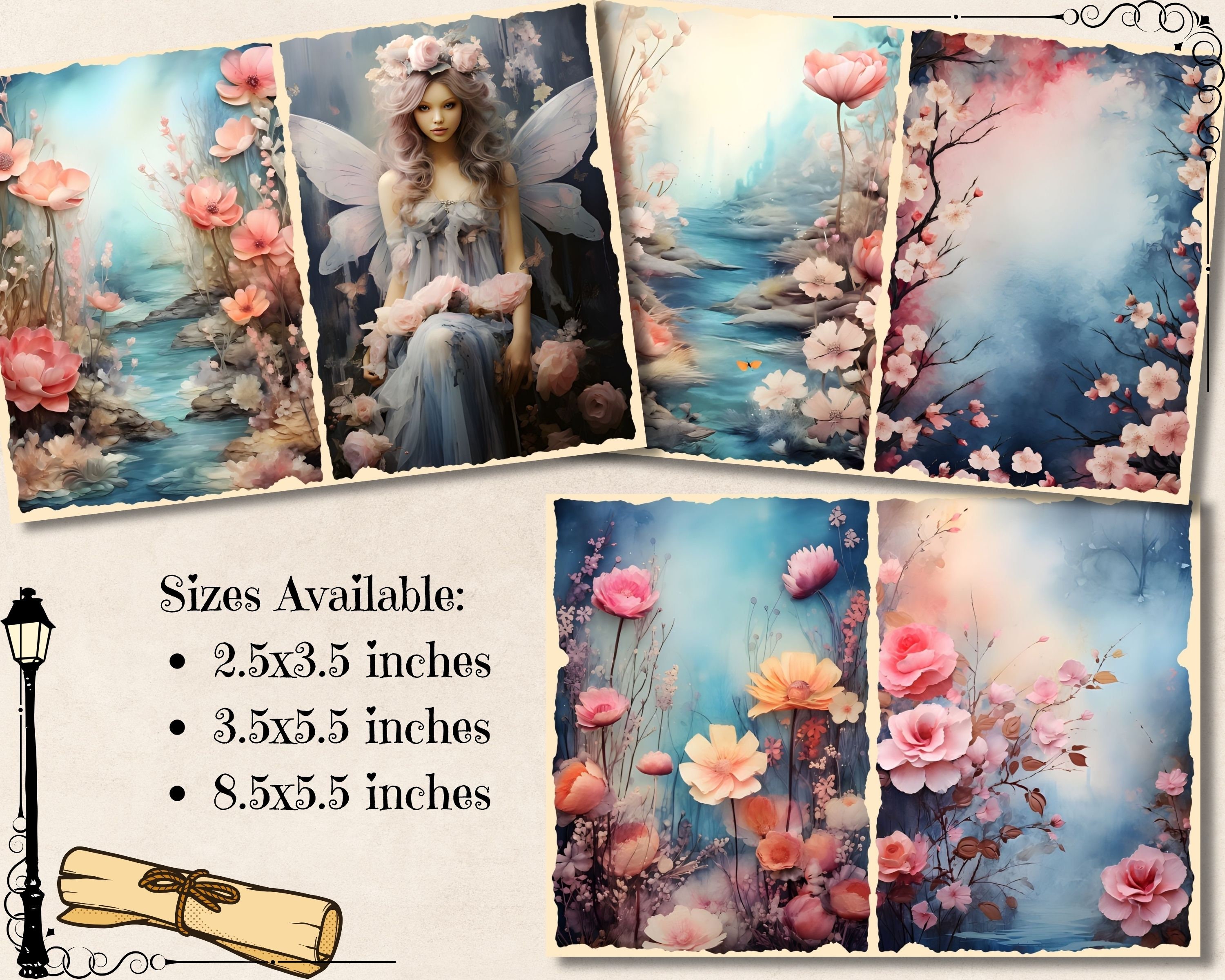 Moody Floral Junk Journal Pages Vintage Shabby Chic Ephemera Printable ...