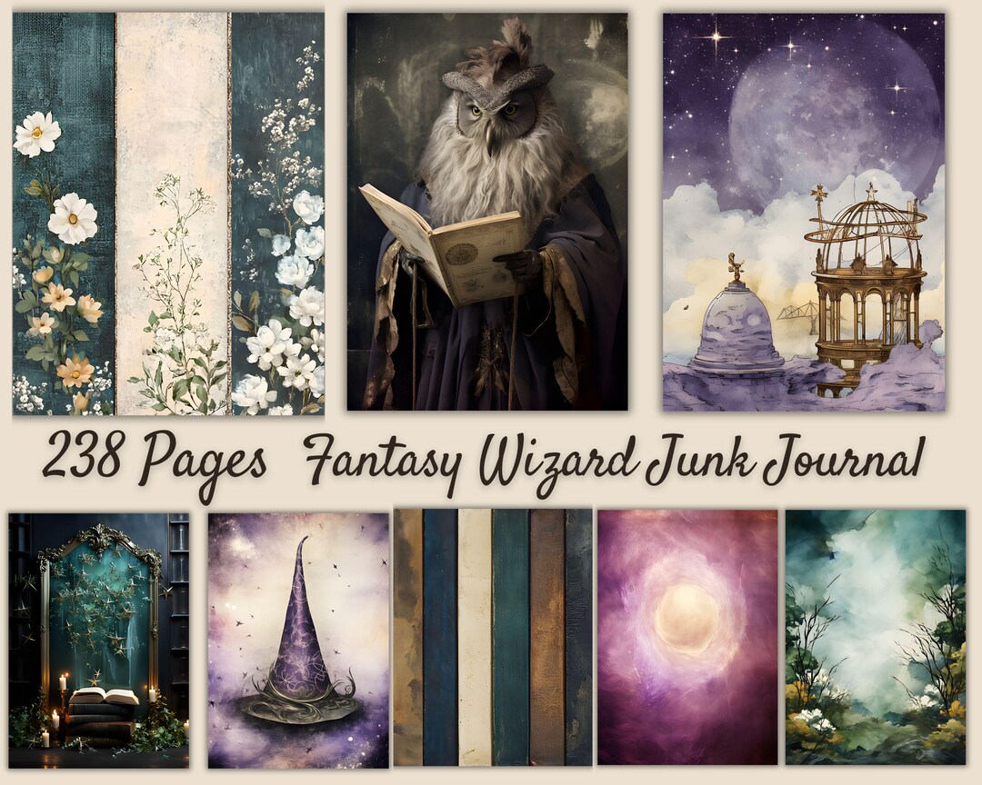 Fantasy Wizard Junk Journal Bundle 238 Pages, Dark Academia Magic Paper ...