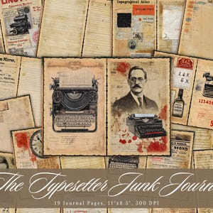 The Typester Junk Journal Pages, documents éphémères imprimables vieillis vintage, vieille feuille de collage de scrapbooking, papier technique mixte de fond ATC