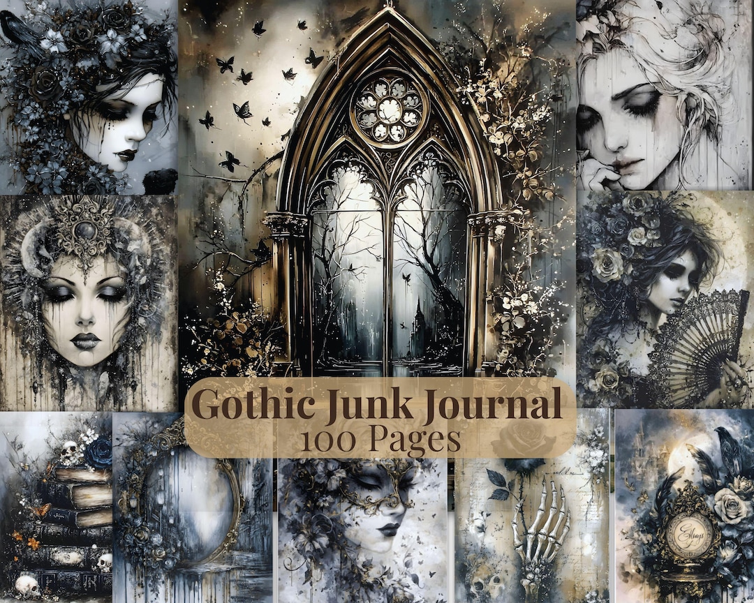 Gothic Junk Journal Kit Printable, Vintage Ephemera Bundle, 100 Junk ...