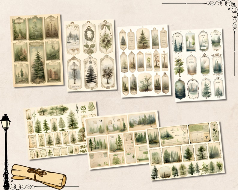 Watercolor Forest Junk Journal Kit, Vintage Woodland Printable Ephemera ...