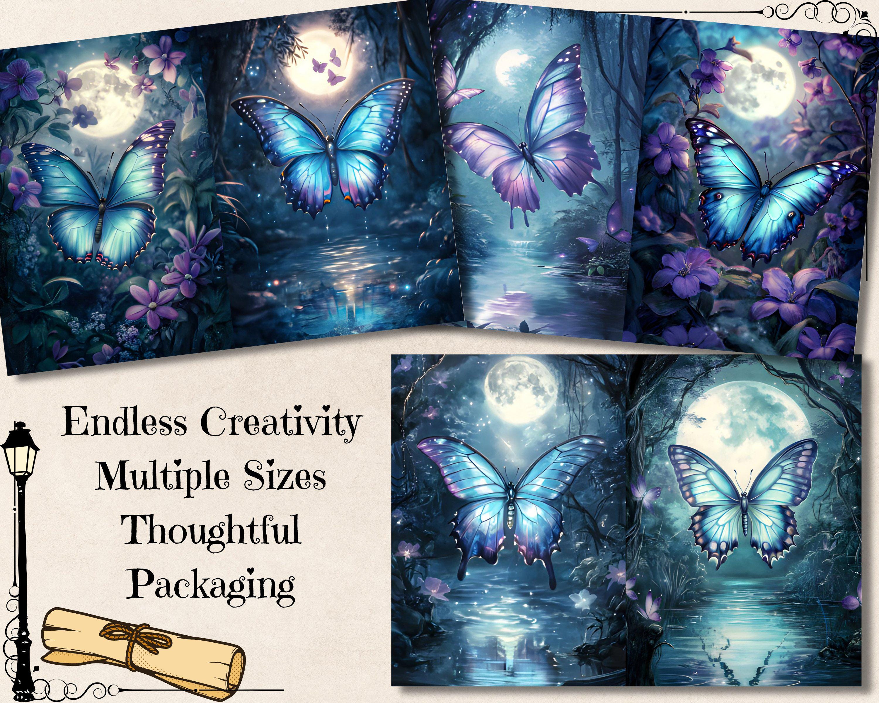 Butterfly Junk Journal Kit Page, Watercolor Fantasy Butterflies ...
