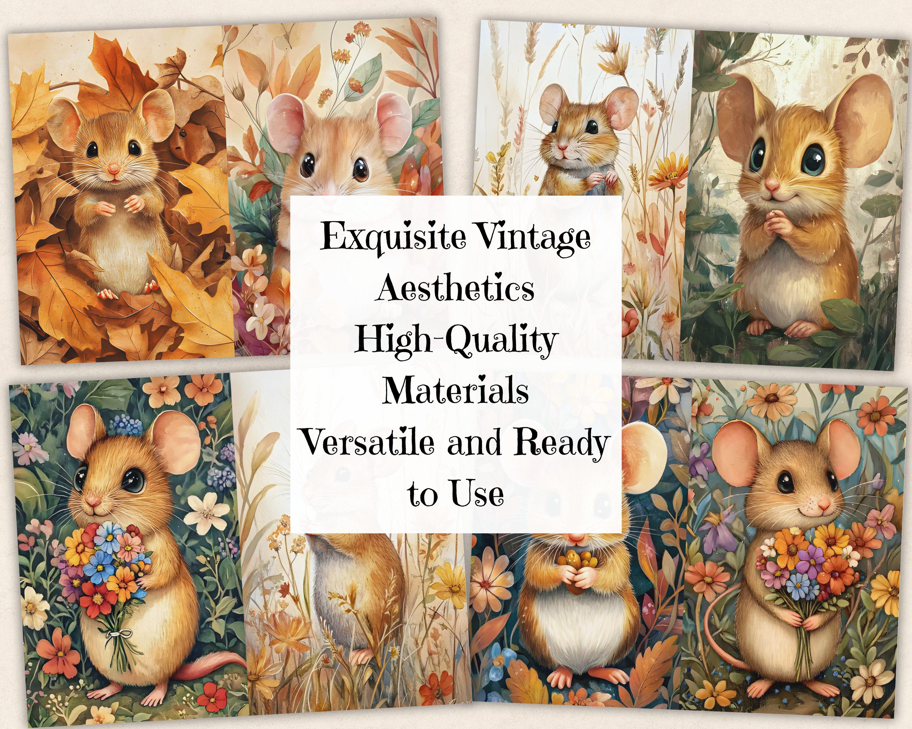 Rodent Collage Mouse Junk Journal Paper, Mice Printable Ephemera Pages, Rat Rodent ...