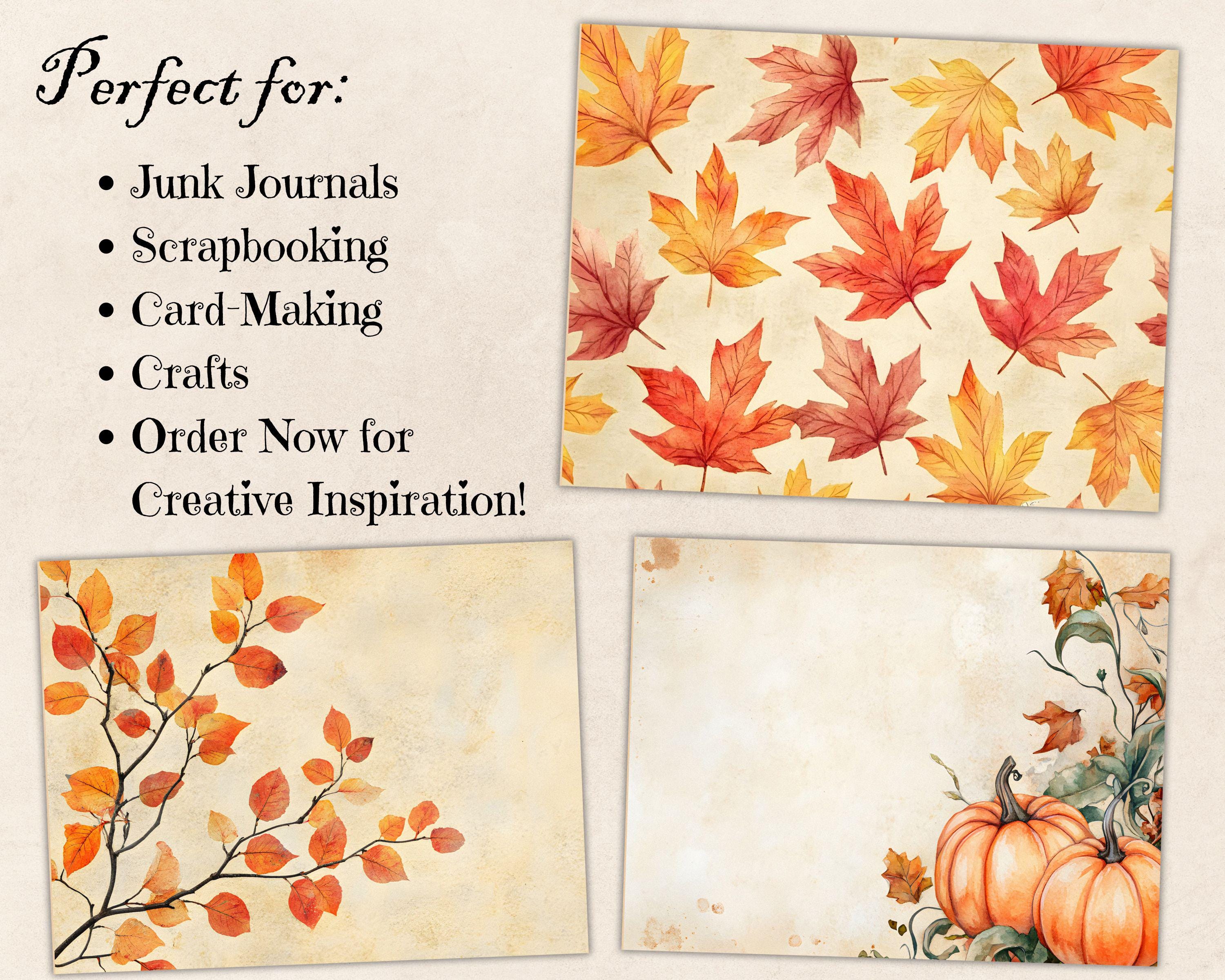Cozy Autumn Junk Journal Kit, Halloween Fall Leaves Printable Ephemera ...