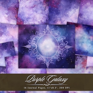 Galaxy Junk Journal Pages: Watercolor Starry Night, Celestial Journal, Printable Galaxy Pages, Cosmos Space Paper, Ephemera Background Pages
