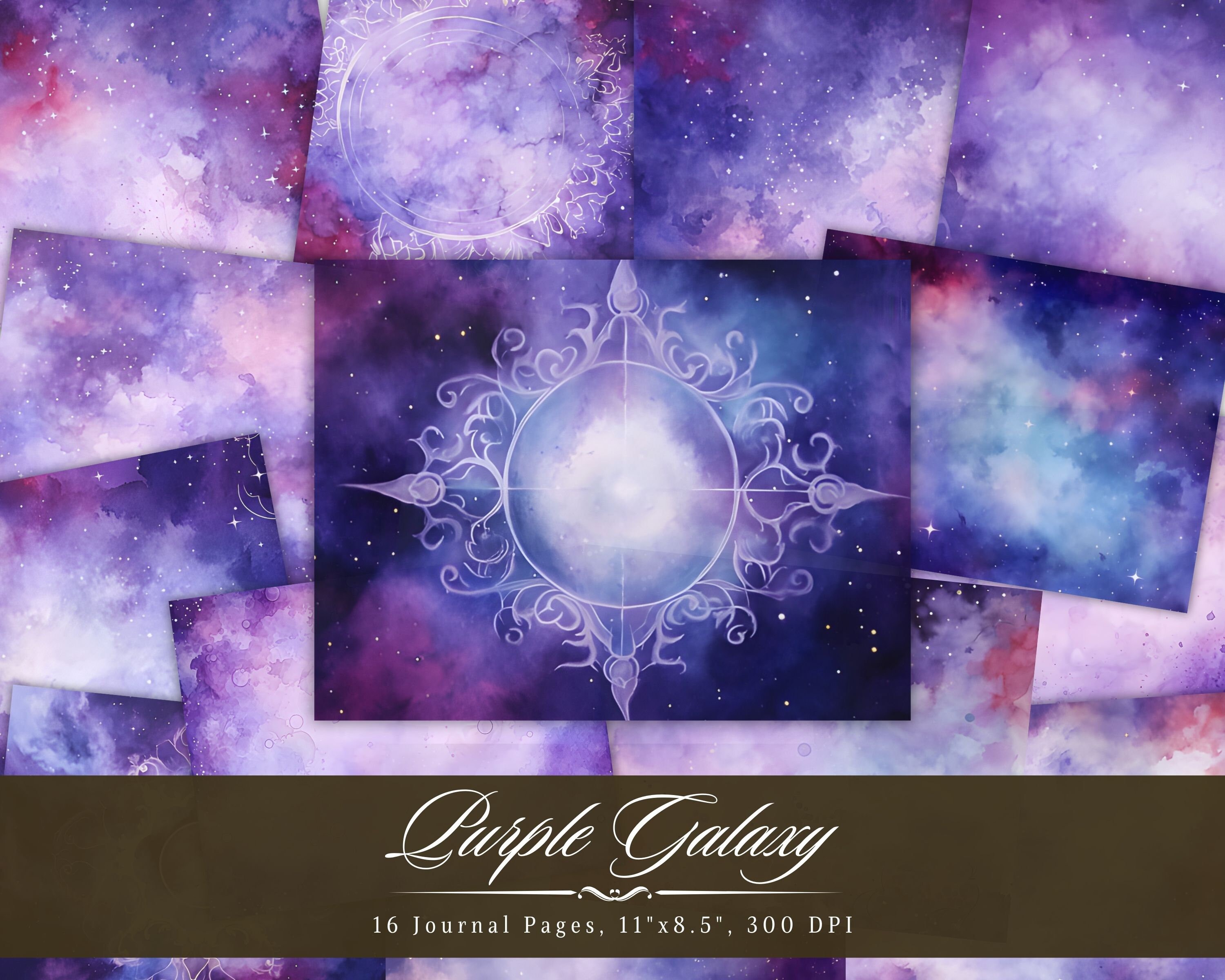 Galaxy Junk Journal Pages: Watercolor Starry Night, Celestial Journal ...