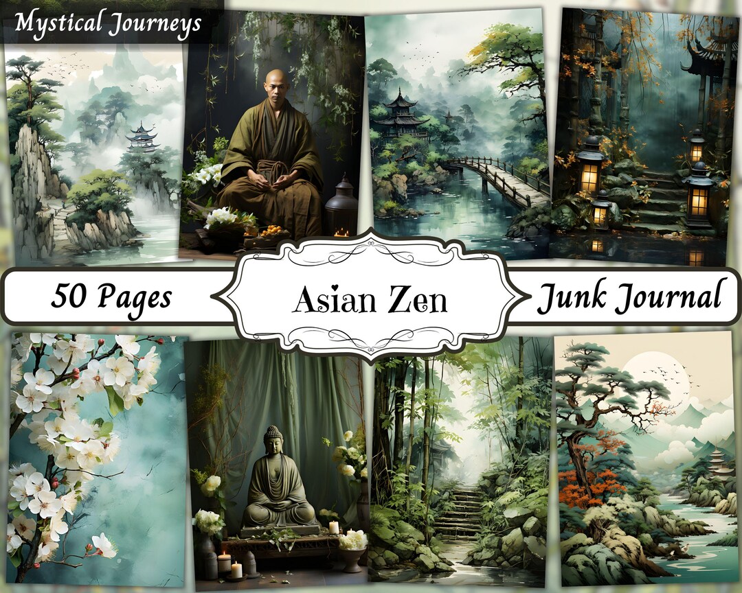 Zen Journal Asian Zen Junk Journal Pages, Japanese Garden Ephemera, Calming ...
