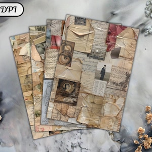 Antyczne litery do druku w albumie, papier do dziennika Vintage Junk, postarzany arkusz kolażu do scrapbookingu retro, stare strony tła efemeryd ATC