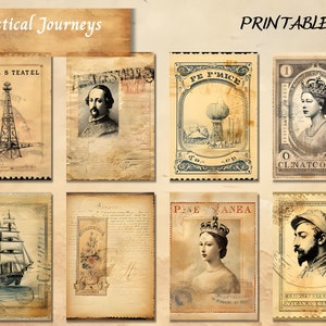 Antique Postage Stamps Junk Journal Paper, Vintage Old Newspaper ...
