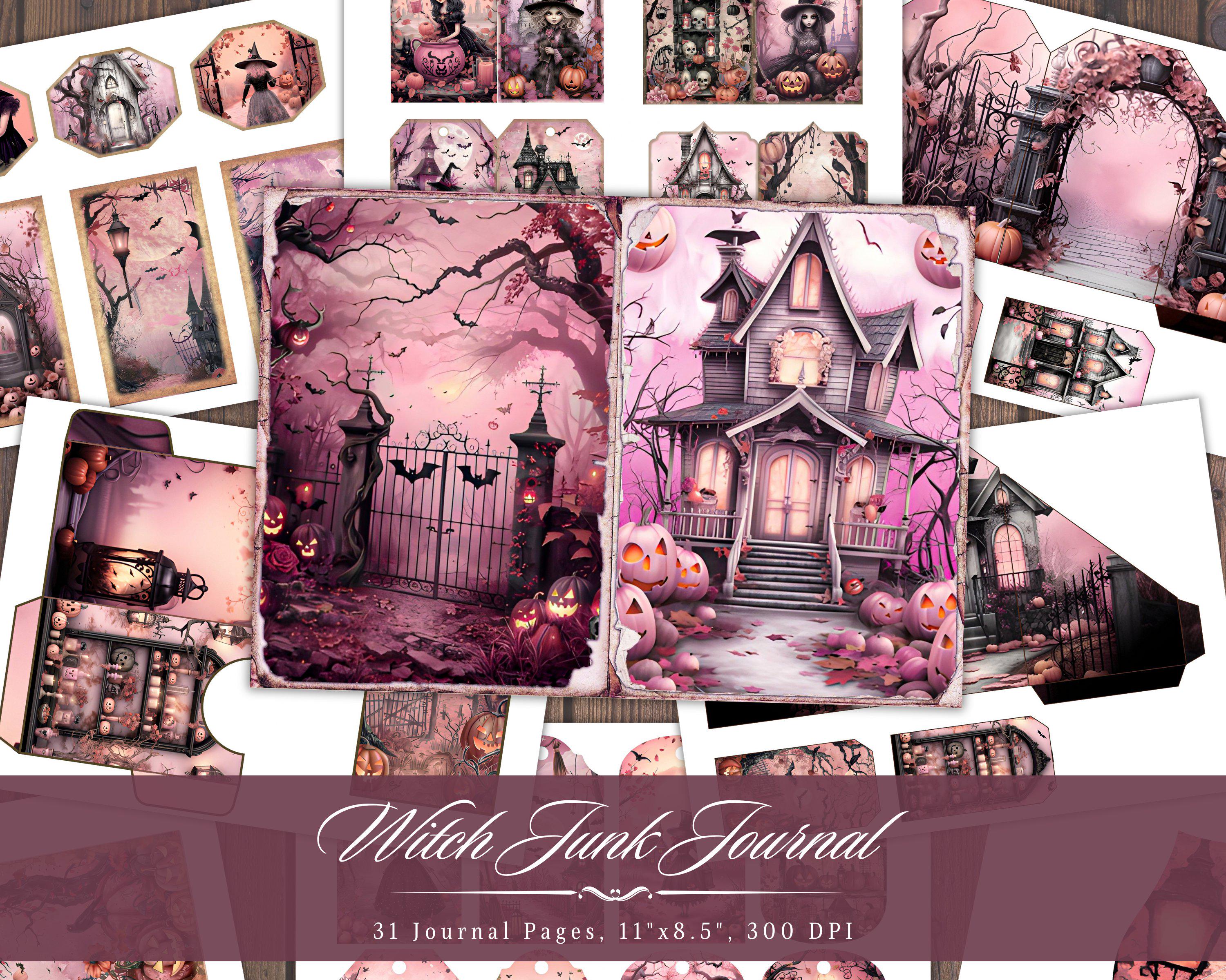 Witch Junk Journal Kit, Vintage Halloween Printable Ephemera, Spooky ...
