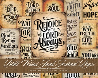 Christian Bible Verses Printable | Junk Journal Ephemera | Healing Prayer Cards | Instant Digital Download JPG, PDF | Commercial Use