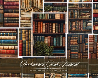 Diário de leitura de livros antigos, itens efêmeros para impressão de leitores de biblioteca vintage, folhas de colagem de scrapbook de romances da Dark Academia, papel de fundo antigo
