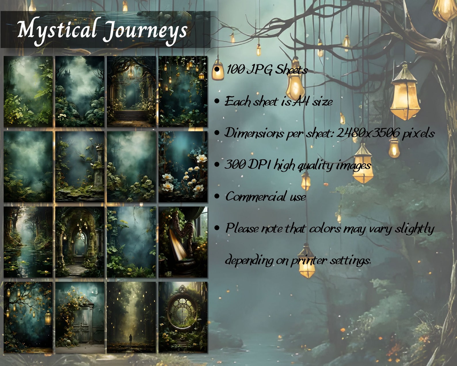 Enchanted Forest Junk Journal Pages, Printable Collage Sheet, Digital ...