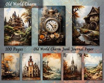 Vintage Old World Junk Journal Kit, Charm Printable Pages, Ephemera Paper, Historical Collage Sheets, Digital Download