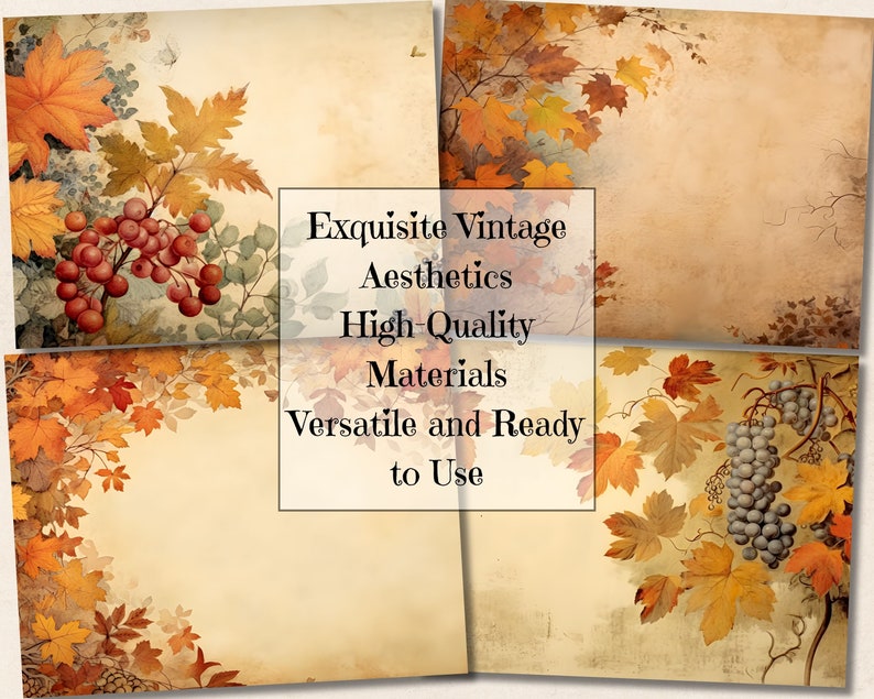 Autumn Junk Journal Pages, Printable Vintage Fall Paper, Digital Orange ...