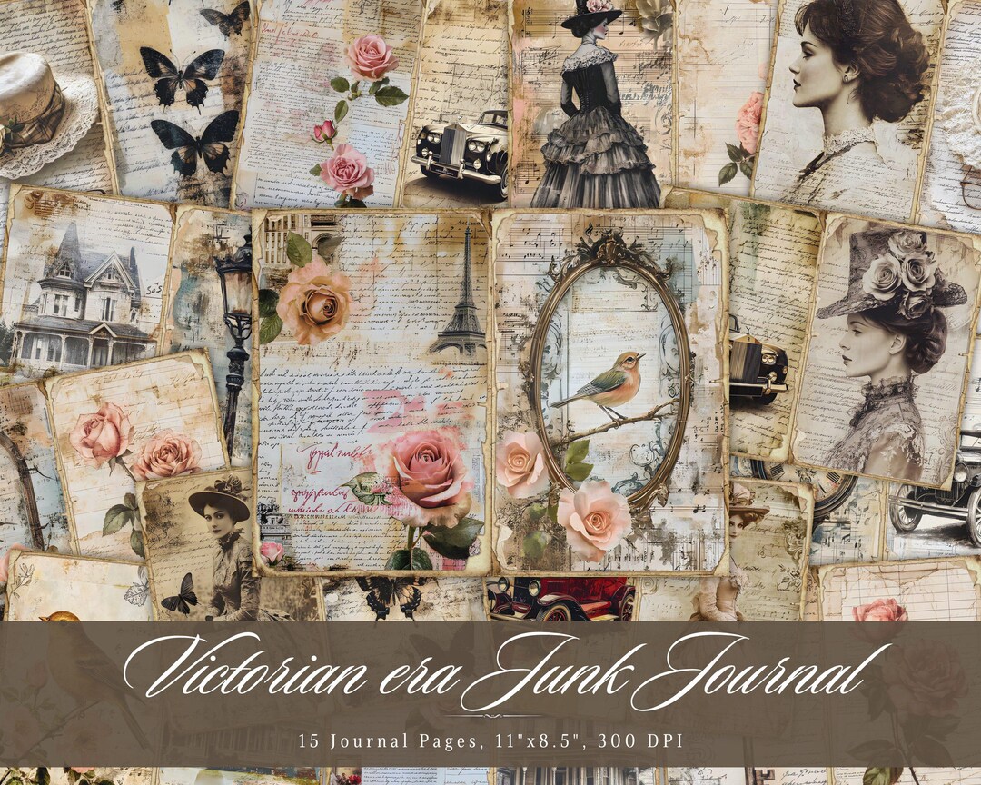 Victorian Era Junk Journal Paper, Vintage Shabby Chic Printable ...