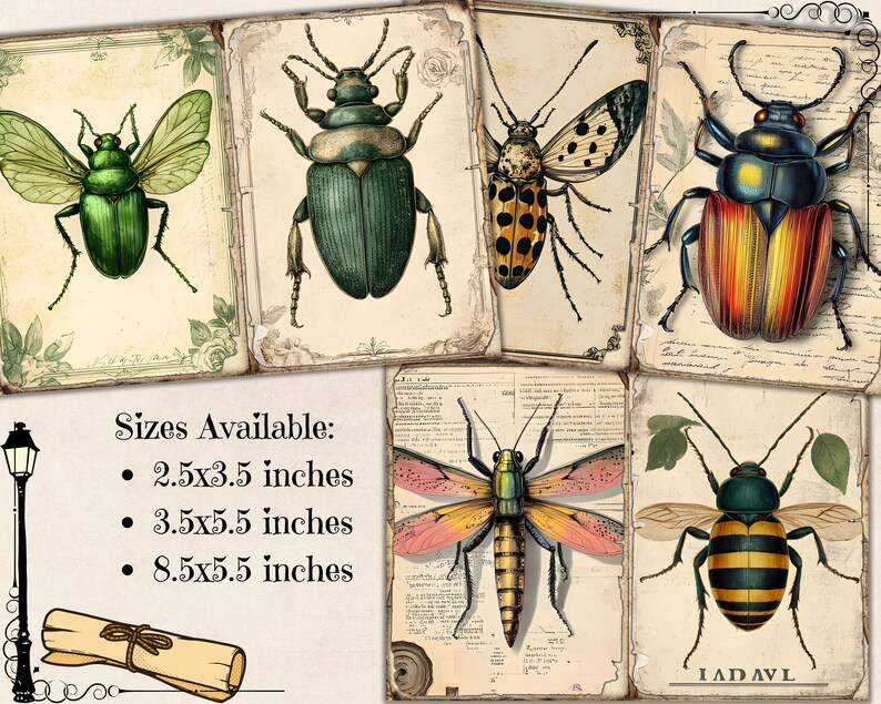 Journal Insect Stickers Vintage Insects Junk Journal, Insect Bug Printable Ephemera, Vintage ...