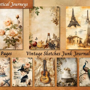 Victorian Greetings Junk Journal Paper, Vintage Aged Flower Printable Ephemera, Retro Scrapbook Collage Sheet, Background Mixed Media ATC
