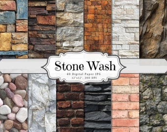 Paquete de patrones sin costuras de piedra imprimibles con textura de papel texturizado: 40 texturas digitales de rocas, guijarros y adoquines para manualidades y diseño.