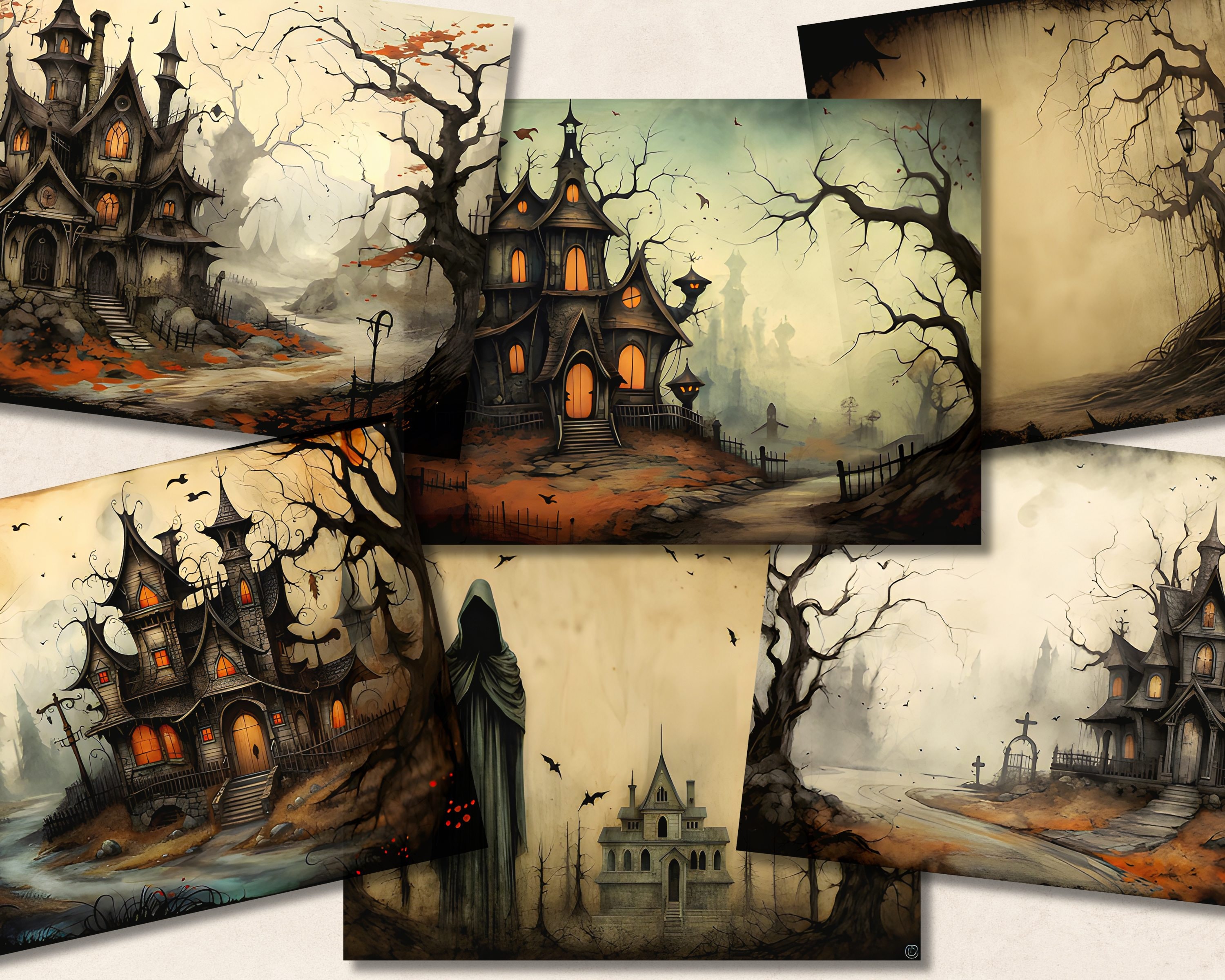 Haunted House Junk Journal Pages, Vintage Halloween Printable Ephemera ...