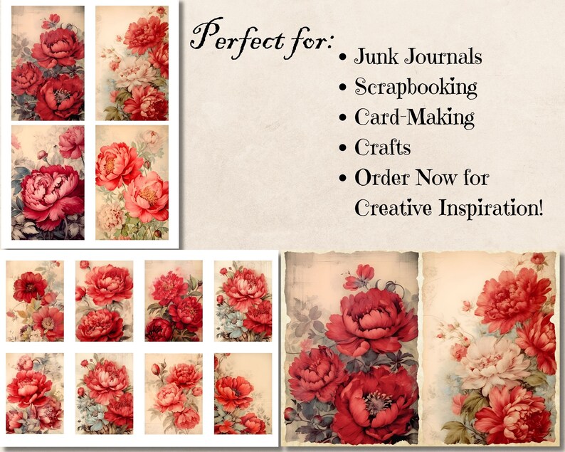 vintage red peonies
burgundy peonies
deep red peonies
red peony symbolism
Victorian red peonies junk journal
Gothic red peonies junk journal
Farmhouse red peonies junk journal