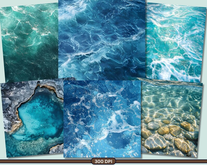 Computer Water Paper Design Pure Water Digital Papers, Ocean Printable Ephemera, Water Effect ...