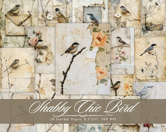 Shabby Chic Bird Junk Journal Paper | Vintage Printable Ephemera (Digital Download)