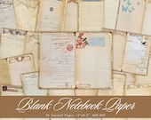 Blank Notebook Paper Junk Journal, Vintage Old Printable Ephemera, Aged Beige Writing Page Scrapbook Collage Sheet, Background Mixed Media