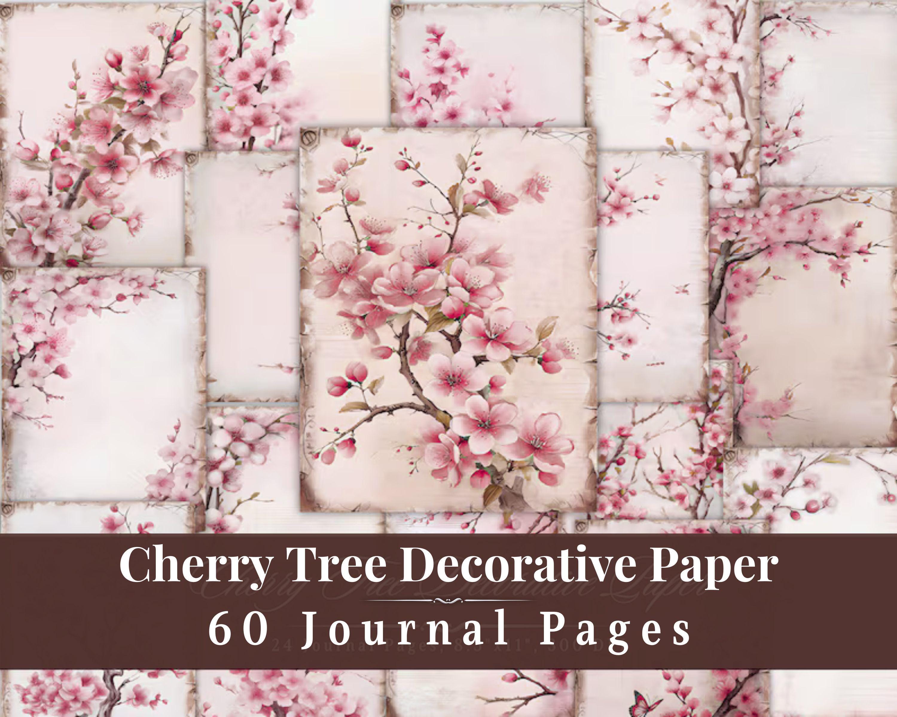 Cherry Tree Decorative Paper, Cherry Blossom Tree Junk Journal