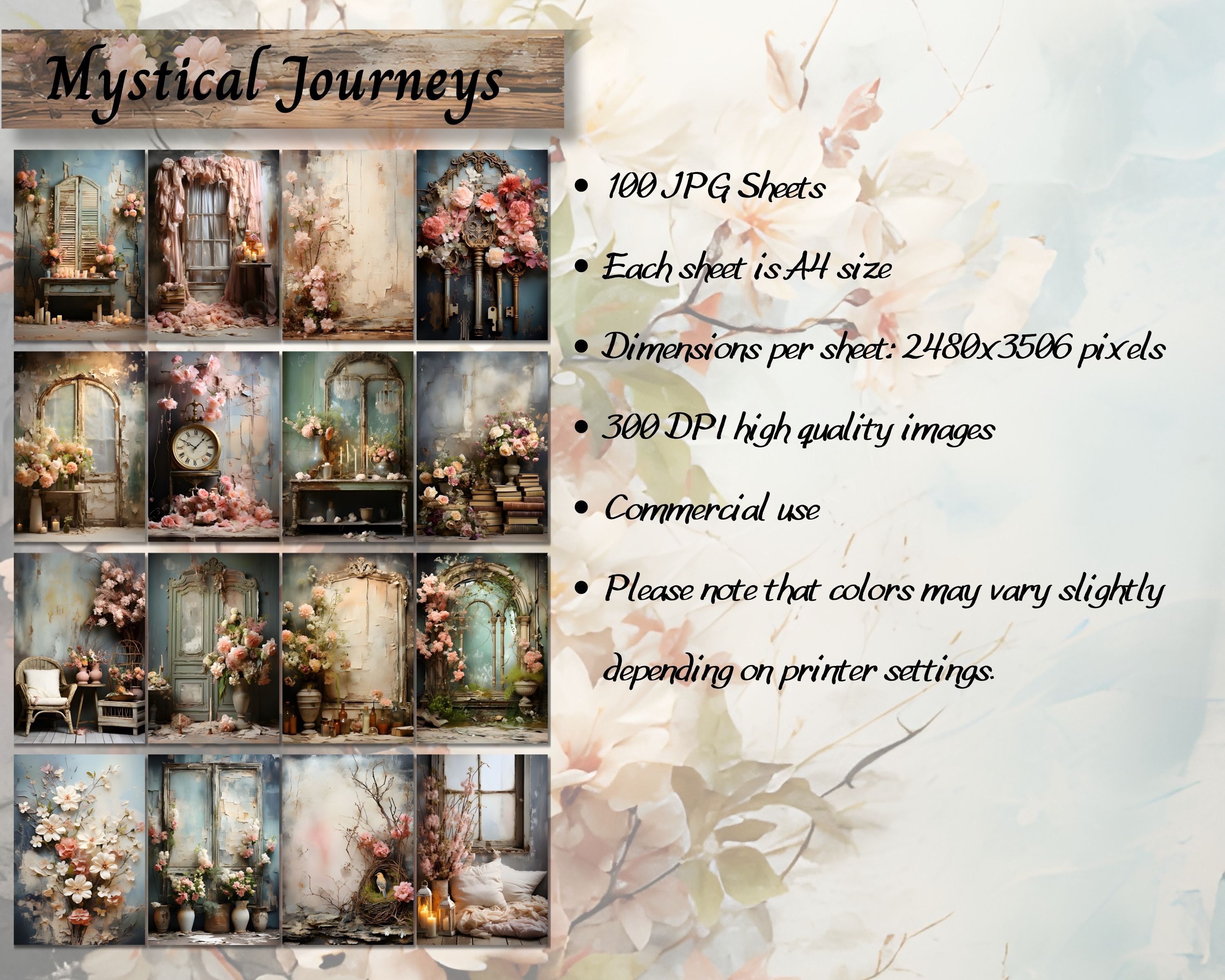 Shabby Chic Junk Journal Kit Paper, Digital Watercolor Junk Journal ...