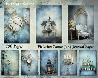 Big Journaling Bundle, Victorian Seance Junk Journal Paper, Vintage Printable Digital Ephemera, Scrapbook Collage Sheet ATC,Mixed Media Page