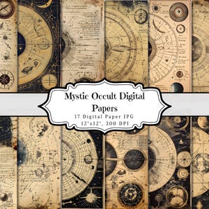 Mystic occulte digitale papers, Celestial Space ongewenste dagboekpagina, vintage maansterren afdrukbare ephemera, astrologie sterrenstelsel achtergrond
