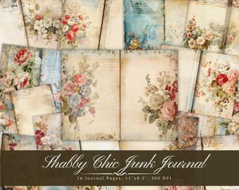 シャビーシックなフローラルジャンクジャーナルページ：ヴィンテージ
