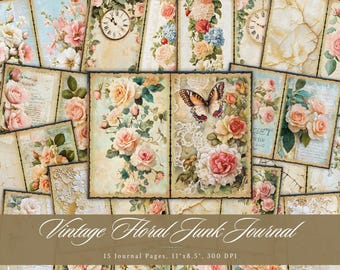 ボタニカルコラージュシート：ヴィンテージジャンクジャーナル