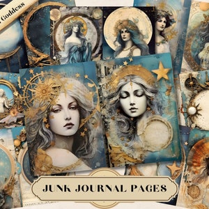 Celestial Mechanics Junk Journal Kit, Afdrukbare Vintage Maanlicht Journaling Pagina's, Zon, Hemel, Ster Mystieke Digitale Ephemera Bullet Journal