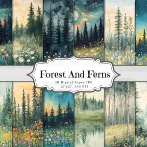 Wald Farne Junk Journal Kit | Vintage Ephemera Seiten für Scrapbooking und Collage | Druckbares Digitales Papier | Sofort Download