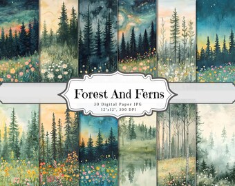 Forest Ferns Junk Journal Kit | Botanical Vintage Ephemera Pages for Scrapbooking and Collage | Printable Digital Paper | Instant Download