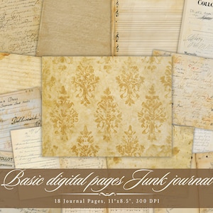 Ongewenste dagboek digitale basispagina, vintage verouderde afdrukbare ephemera, oud schrijven gelinieerd papier scrapbooking collageblad, achtergrond Mixed Media