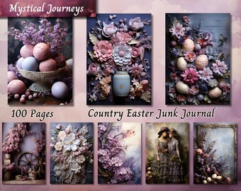 Printable Easter Journal Kit, Vintage Spring Ephemera for Scrapbooking, Shabby Chic Craft Paper, Digital Collage Sheets Download